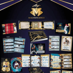 2023 Leaf Magnificence personal sports trading cards displayed with various autographed cards