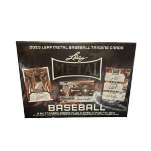 2023 Leaf Metal Baseball Trading Cards box displayed with transparent background