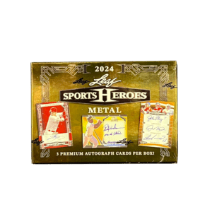 2024 Leaf Sports Heroes Metal Trading Cards box displayed with transparent background